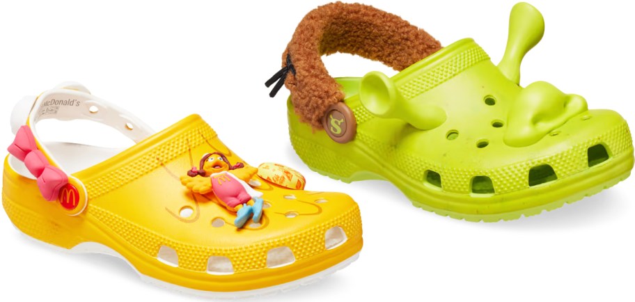 mcdonalds birdie and shrek themed crocs clogs