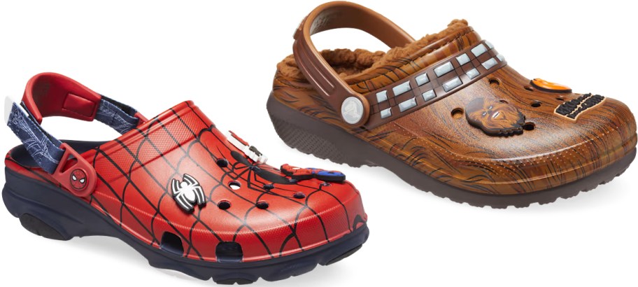 spider-man and star wars themed crocs clogs