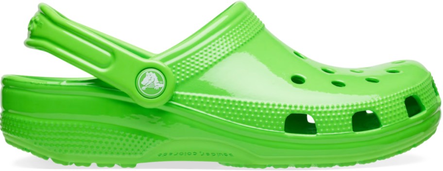shiny neon green crocs clog