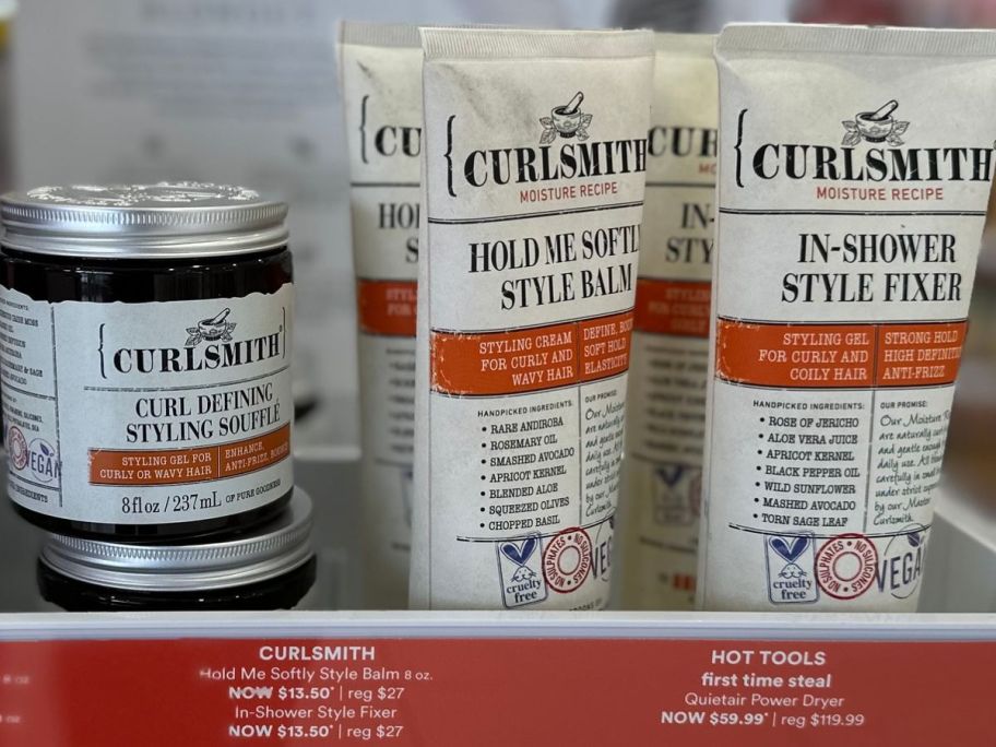 Curlsmith Hair Products on shelf in store