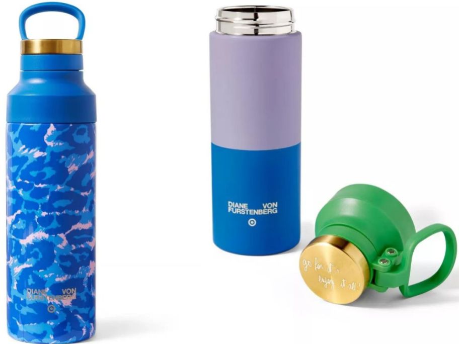 Stock images of two Diane von Furstenberg Target water bottles