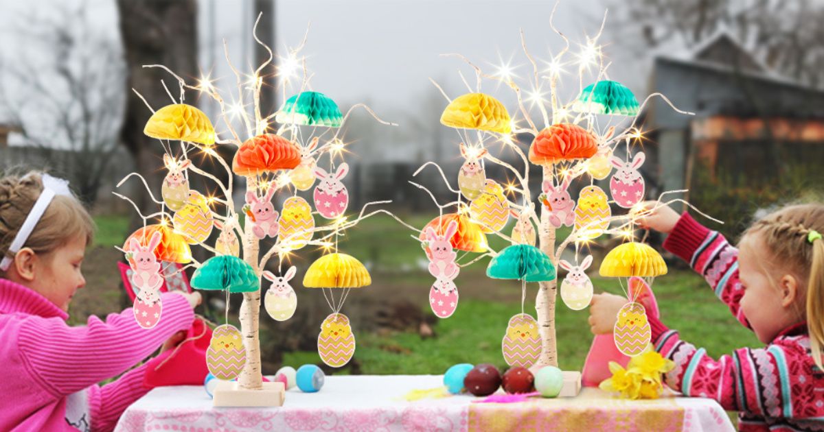 Easter Lighted Birch Trees 2Pack w/ Ornaments Just 15.99 on Amazon