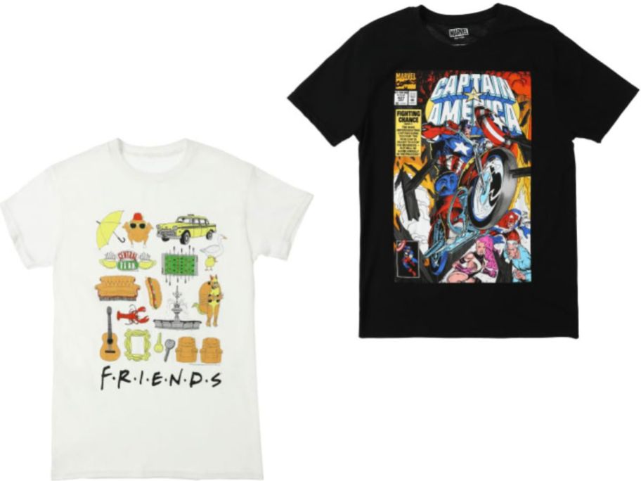 Five Below Friends and Marvel Graphic Tees