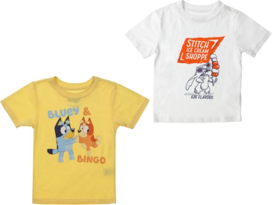 Five Below Bluey and Stitch Tees for kids