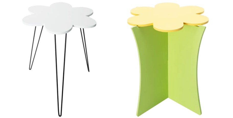 two flower shaped side tables