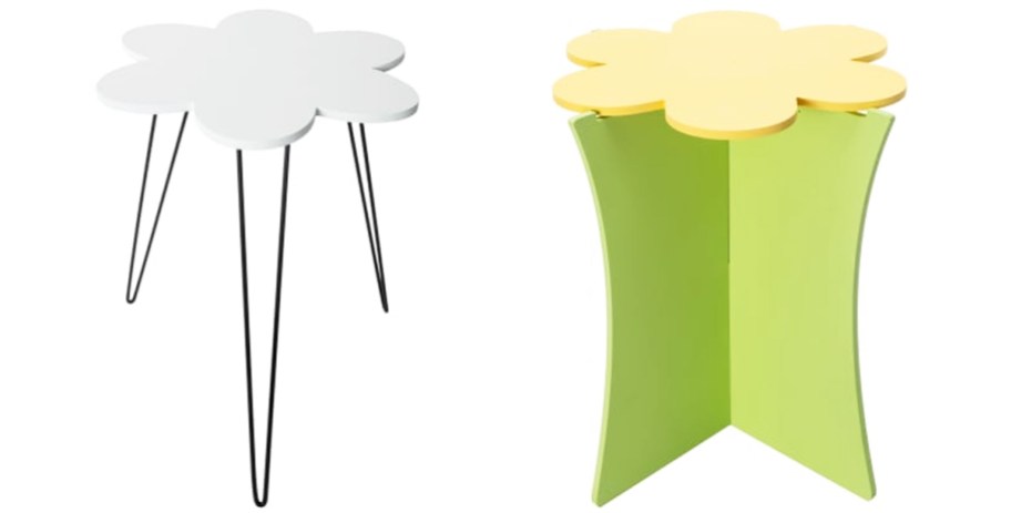two flower shaped side tables