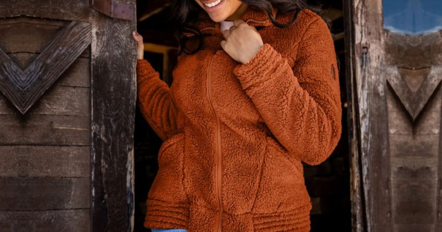 Up to 80% Off Free Country Clothing + Free Shipping | Women’s Sherpa Jacket Just $17.85 Shipped!