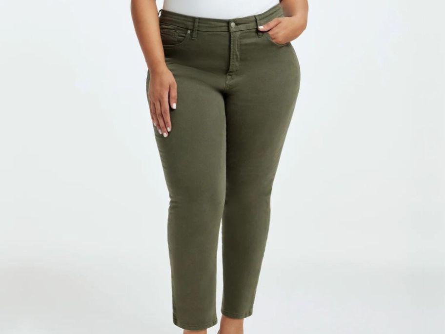 Stock image of a woman wearing good american pants