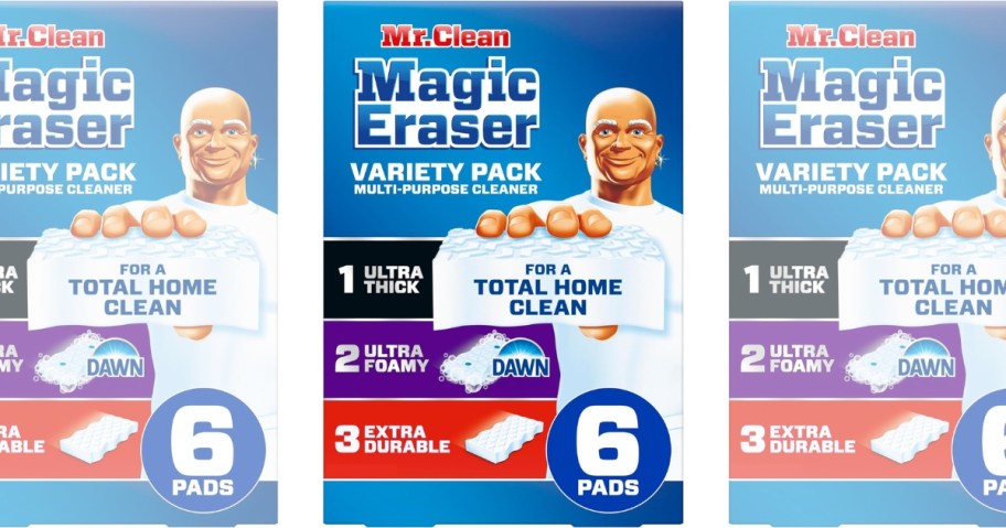 3 boxes of Mr. Clean Magic Eraser variety packs