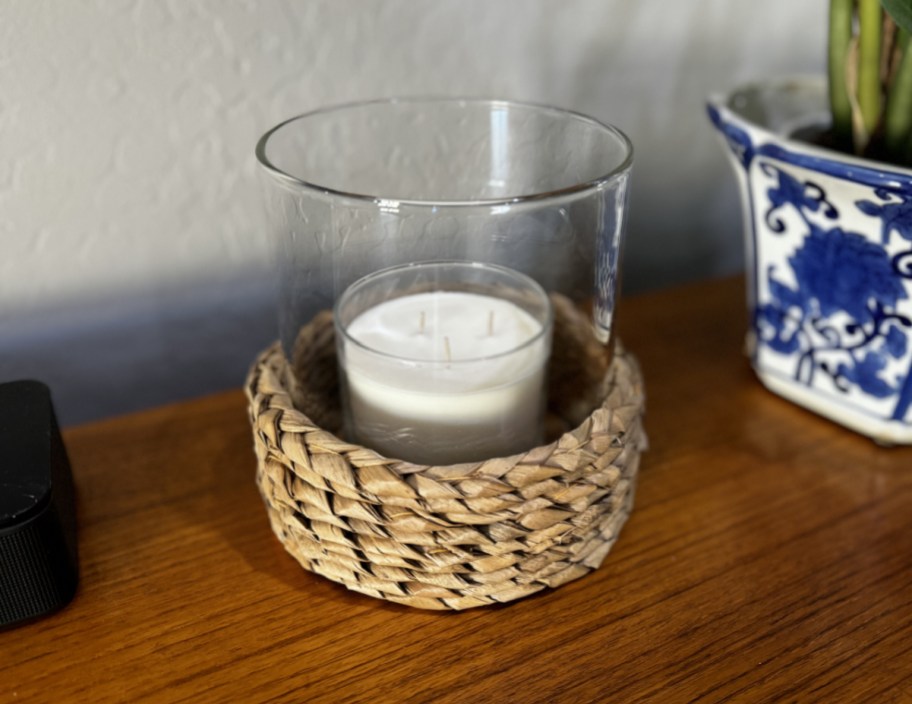 A hurricane jar on a table