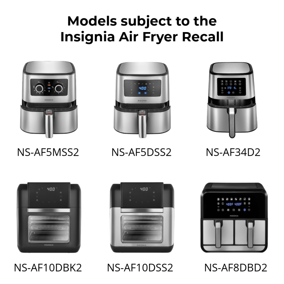 Insignia air fryer models subject to 2024 recall