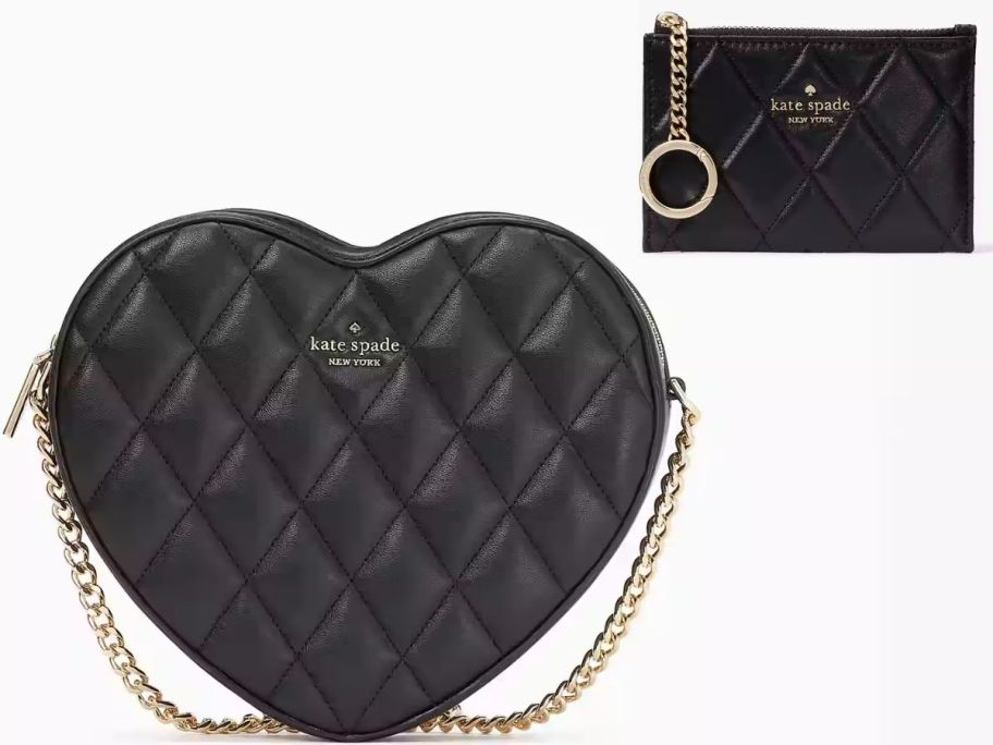 A heart shaped Kate Spade bag and matching wallet