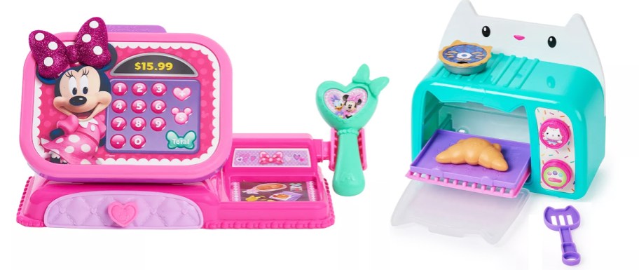 Minnie Mouse Cash Register and Gabby's Dollhouse Oven toys