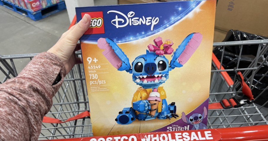 disney's lego stitch building set in boxes in store