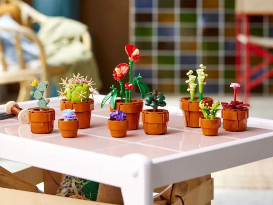 lego tiny plants building set assembled on a table top