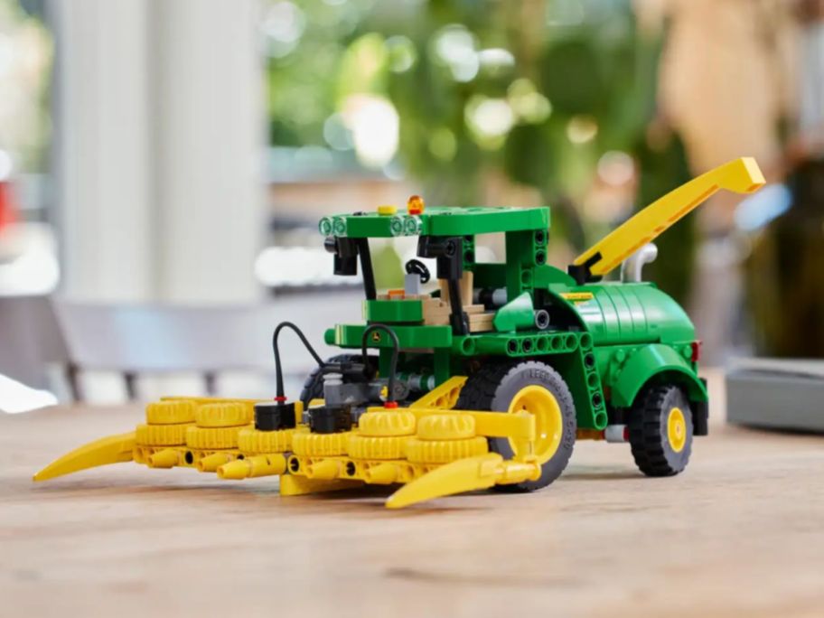 lego john deere tractor with harvester attachment