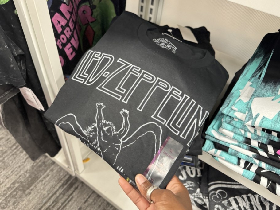 led zeppelin men's target graphic t-shirt folded in store