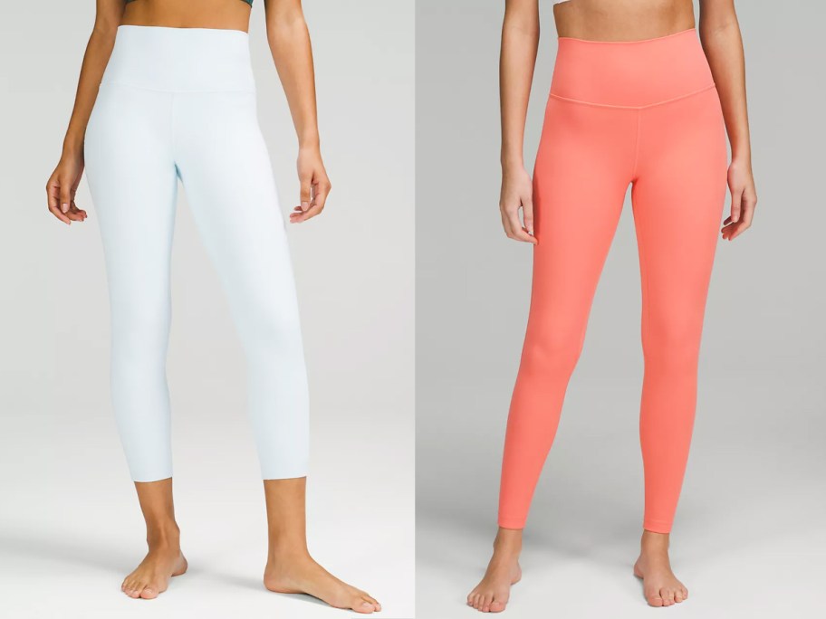 women in light blue and orange leggings