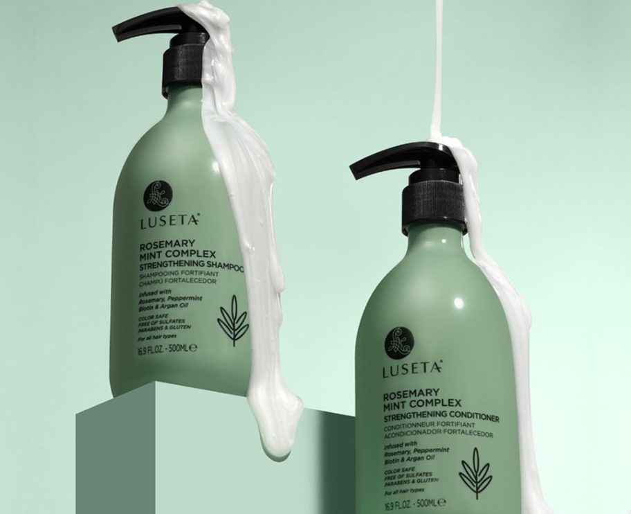 Luseta Rosemary Mint shampoo and conditioner bottles