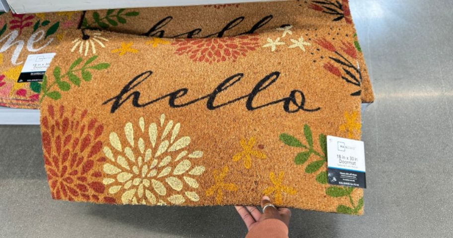 Mainstays Coir Hello Flowers Doormat