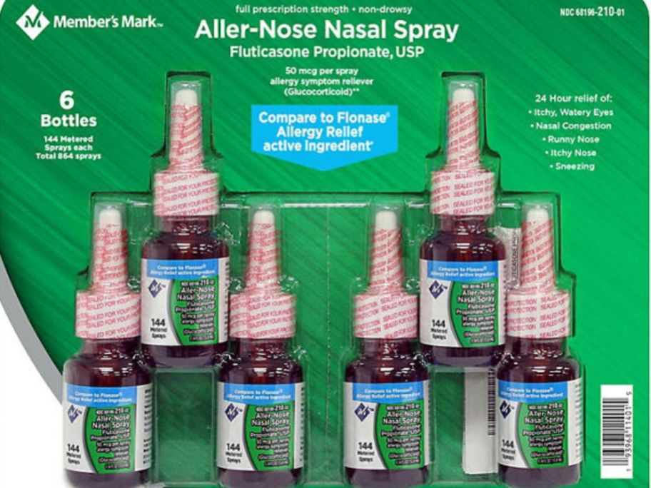 A 6-pack of Member's Mark Nasal Spray for Allergies