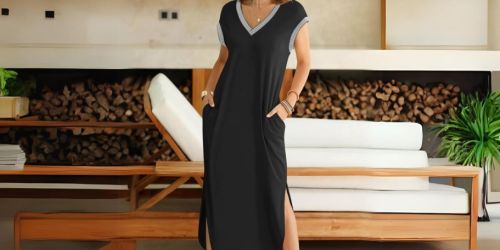 V-Neck Maxi Dress Just $12.99 on Amazon (Reg. $26) | Perfect for Summer & Vacation
