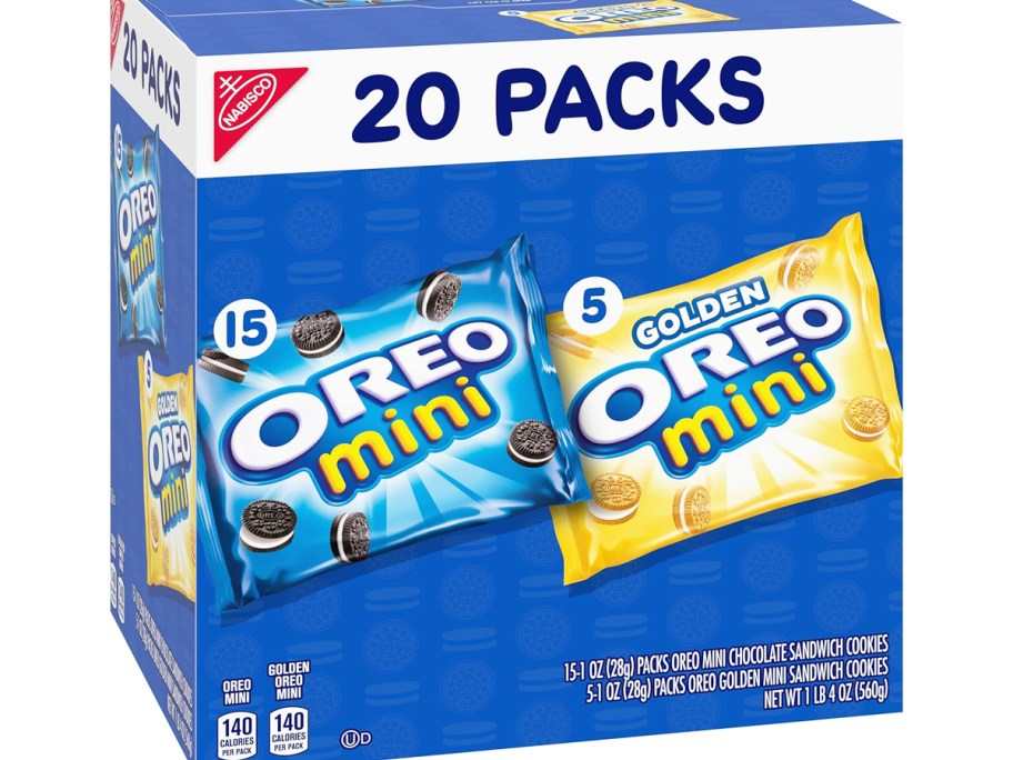 blue variety pack box of oreo mini cookies