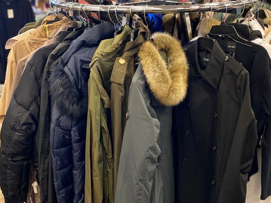 round rack of coats at nordstrom rack