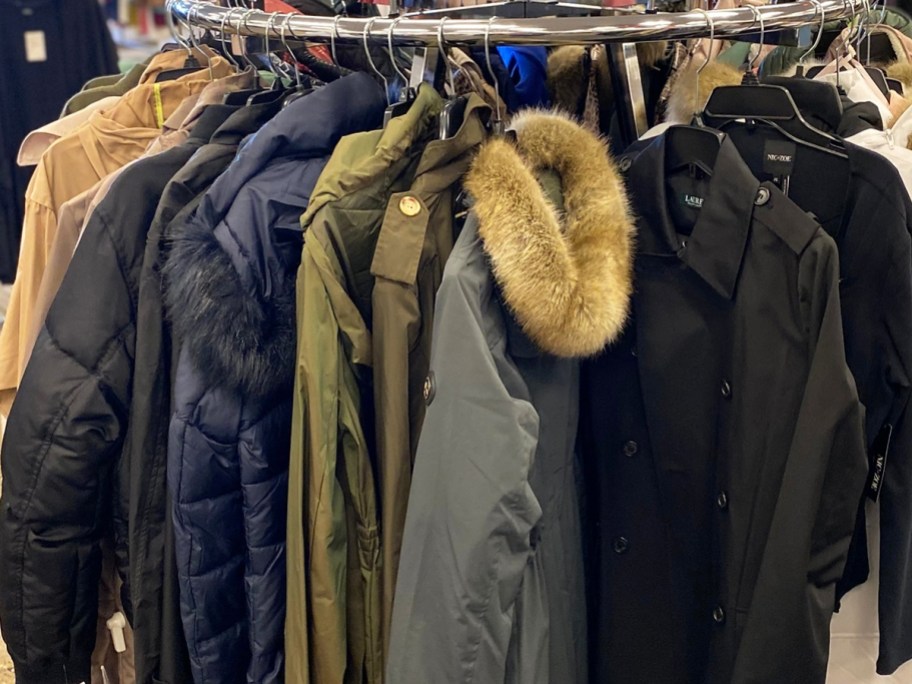 round rack of coats at nordstrom rack