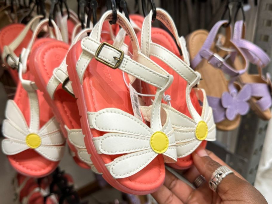 Faux Leather Daisy Cutout Sandals at Old Navy