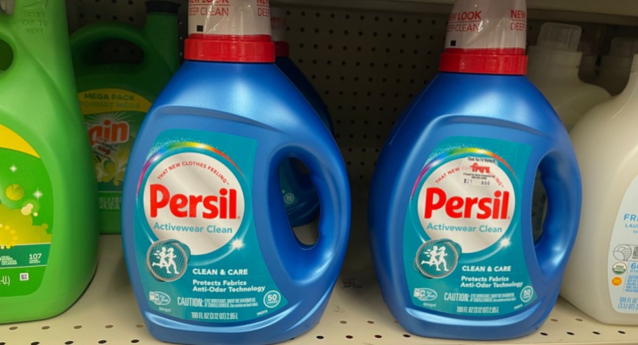 Persil active clean detergent displayed on a. shelf