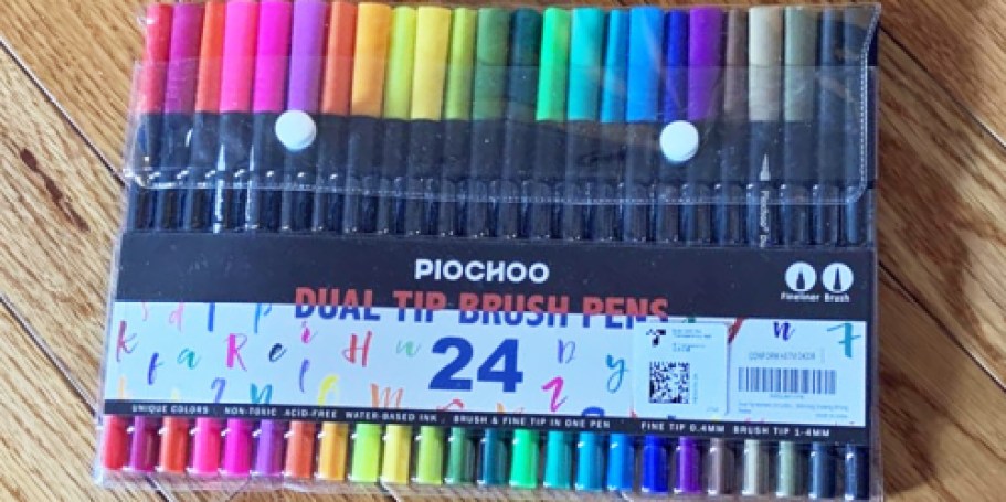 Brush Marker Pens 24-Count Set Only $3.59 on Amazon (Dual Tips for Coloring & Drawing)