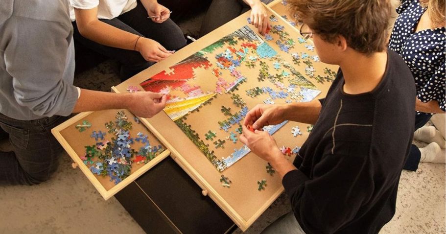 Large Puzzle Table w/ Drawers Only $47.99 Shipped on Amazon (Rotates 360° & Has a Cover)!