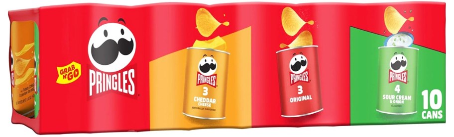red variety pack of mini cans of Pringles chips