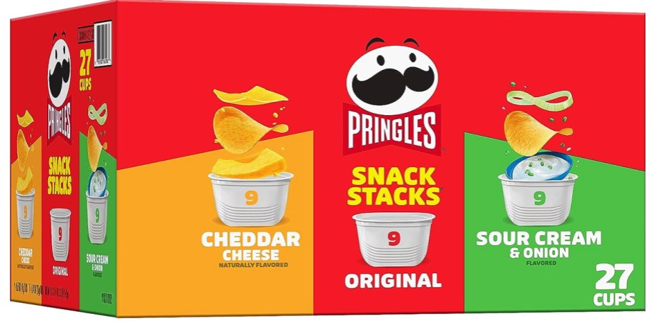 red variety pack box of Pringles snack stacks