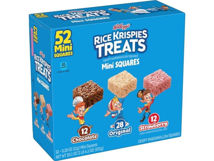 A box of Rice Krispies Treats Mini Squares Variety 52-Count