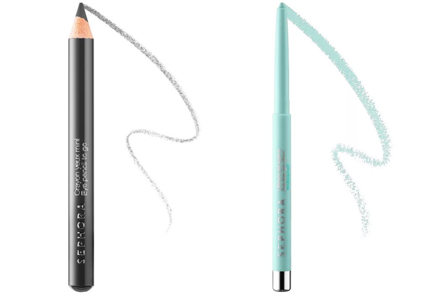 grey and light blue eyeliners