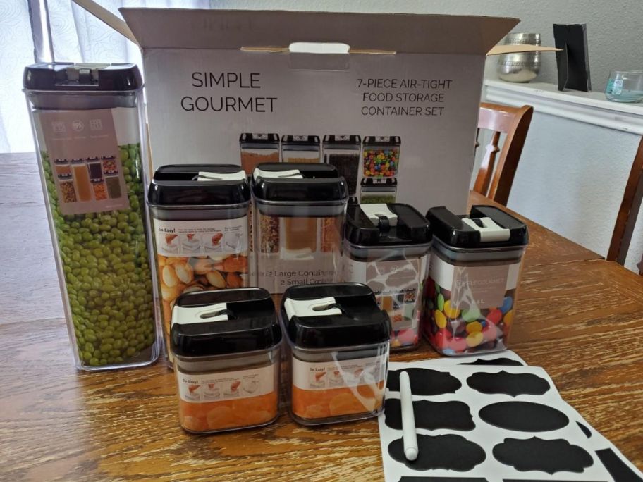 A brand new Simply Gourmet Food Storage Container 7-piece Set just out of the box