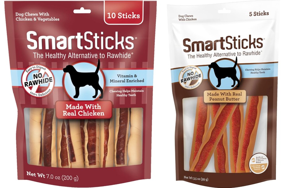 two bags of SmartBones SmartSticks dog treats