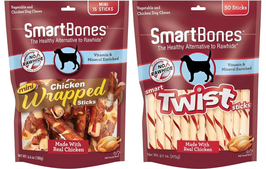 two bags of SmartBones dog treats