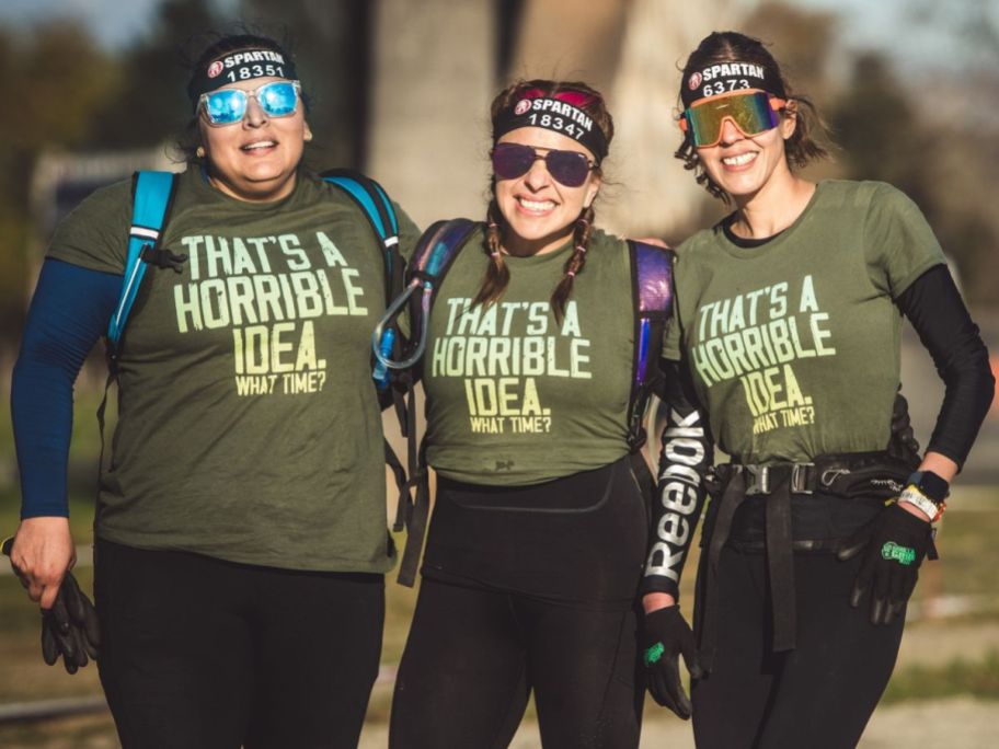 2 women dressed a like at a Spartan race