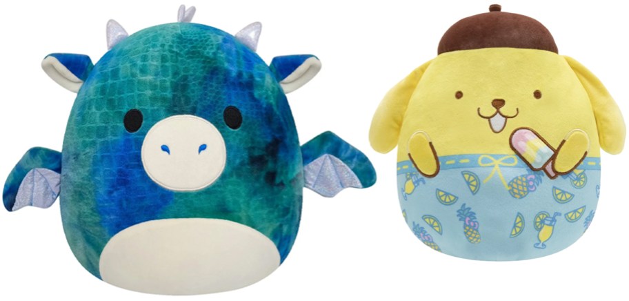 Squishmallows 14in Dominic the Dragon and 10in Pompompurin the Dog