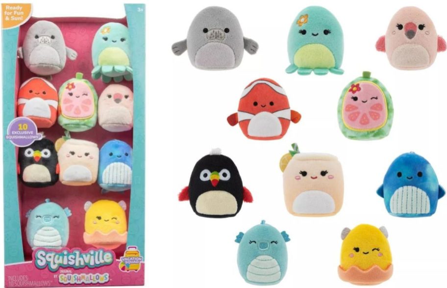 Stock image of a Squishmallows mini vacation set