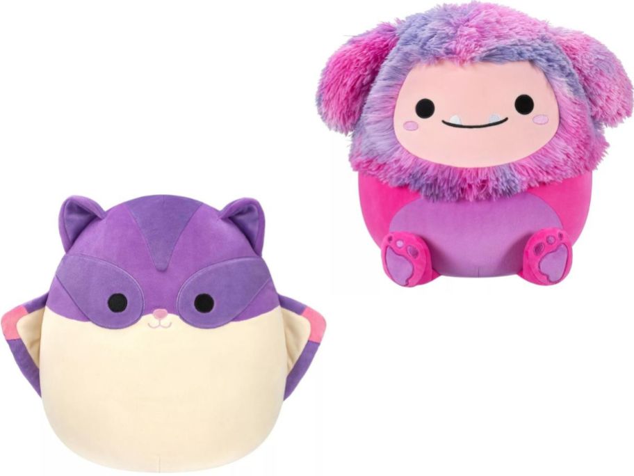 Stock images of a Sugar Glider and a Bigfoot Squishmallows Plush