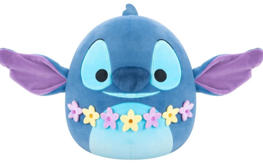 Stitch Plush toy with a Hawaiian lei
