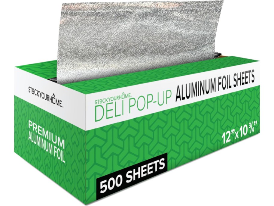 Stock image of deli pop up aluminum foil sheets 500 count