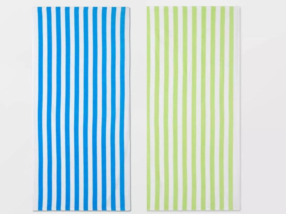 2 striped beach towels
