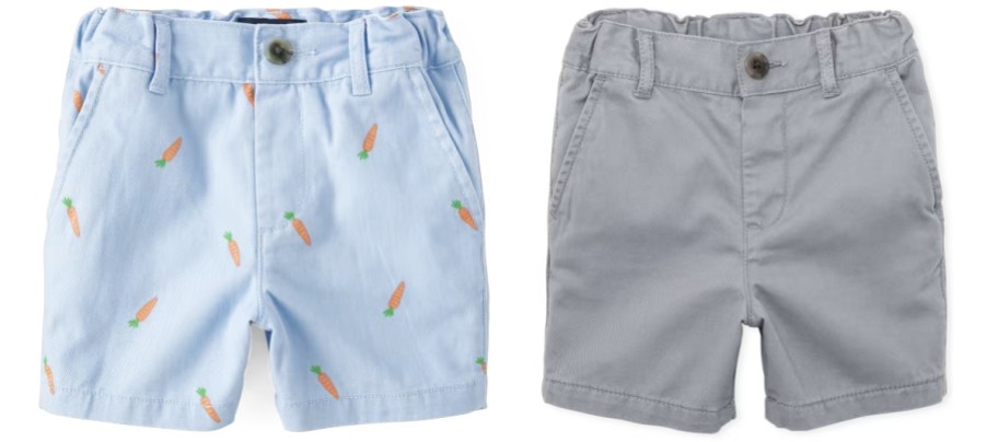 light blue and grey pairs of shorts