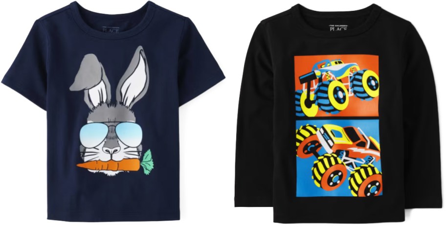 rabbit and monster trucks graphic tees