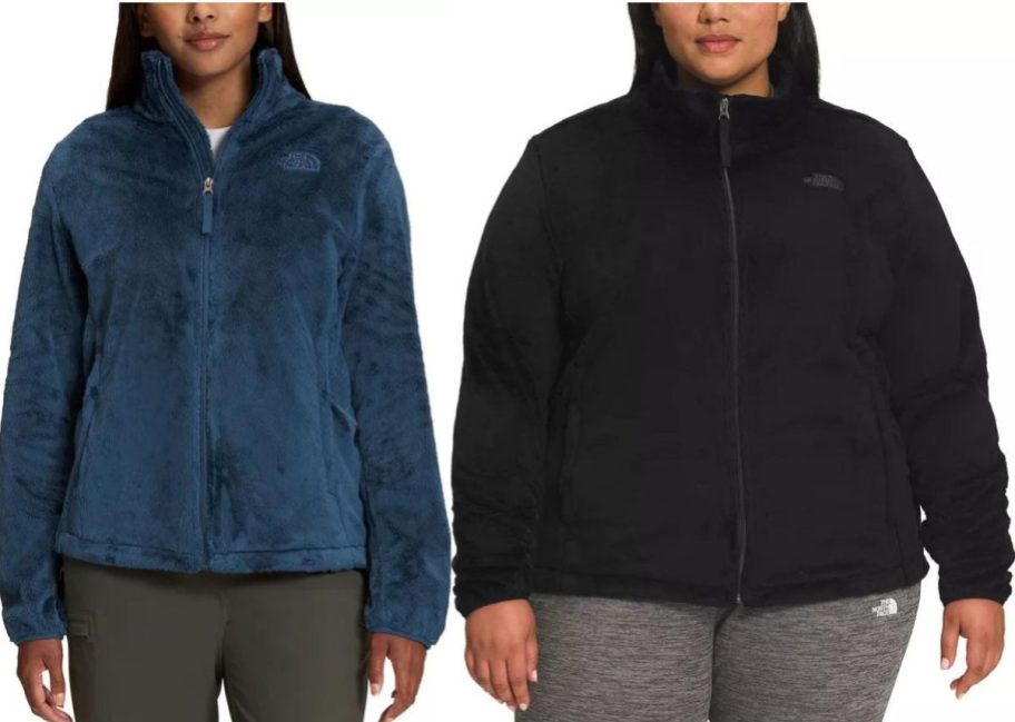 Stock images of 2 women wearing The North face Osito Fleece Jackets